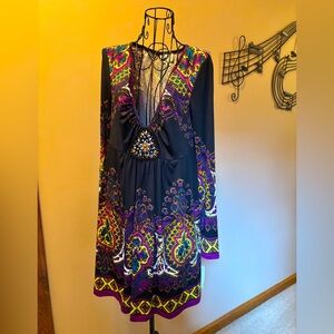 $19 DONATING IF NOT SOLD BY 10/25 NWT ECI Black and Purple Long Sleeve Dress